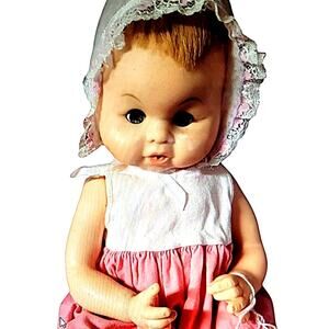 14" 1961 Vinyl Drink & Wet Baby Doll By Plated Molds Inc